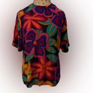 Ann May 100% Silk Floral Blouse